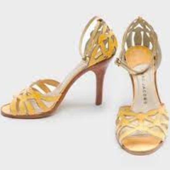 Vintage Marc Jacobs Yellow Strappy Heel Size 10 - Picture 1 of 2